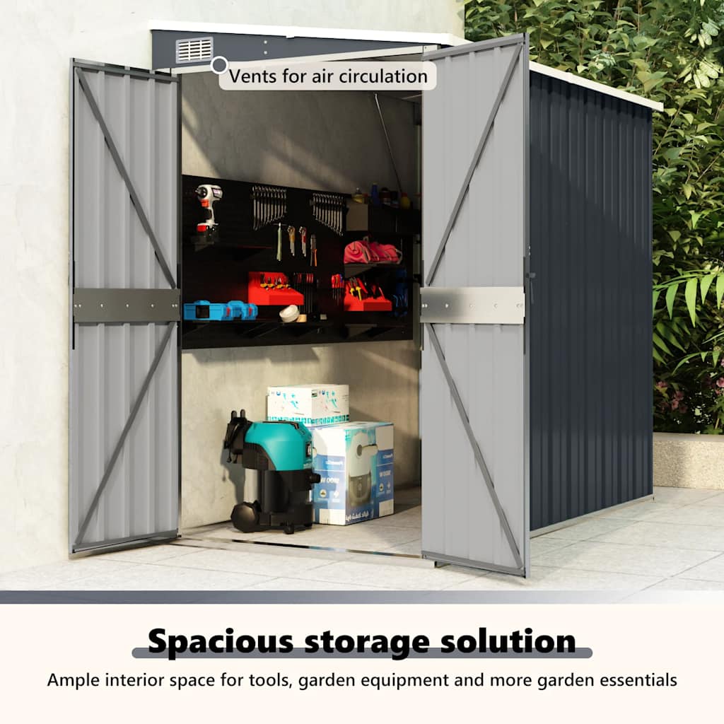 Wall-mounted Garden Shed Anthracite 118x194x178 cm Steel