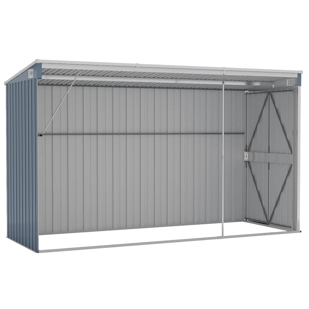 vidaXL Wall-mounted Garden Shed Grey 118x288x178 cm Galvanised Steel