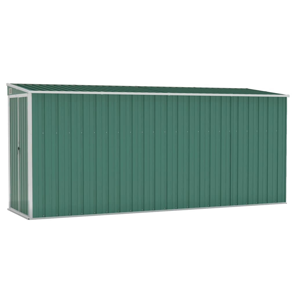 vidaXL Wall-mounted Garden Shed Green 118x382x178 cm Galvanised Steel