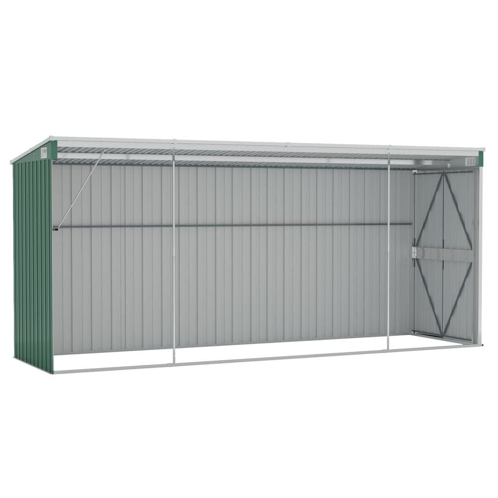 vidaXL Wall-mounted Garden Shed Green 118x382x178 cm Galvanised Steel