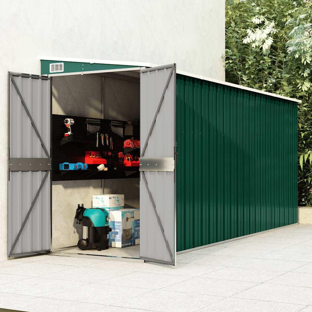 Wall-mounted Garden Shed Green 118x382x178 cm Galvanised Steel