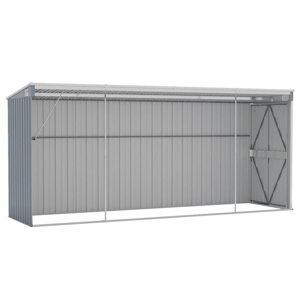 vidaXL Wall-mounted Garden Shed Grey 118x382x178 cm Galvanised Steel