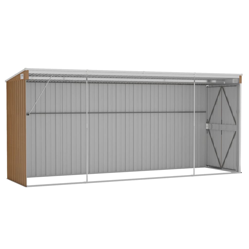 vidaXL Wall-mounted Garden Shed Brown 118x382x178 cm Galvanised Steel