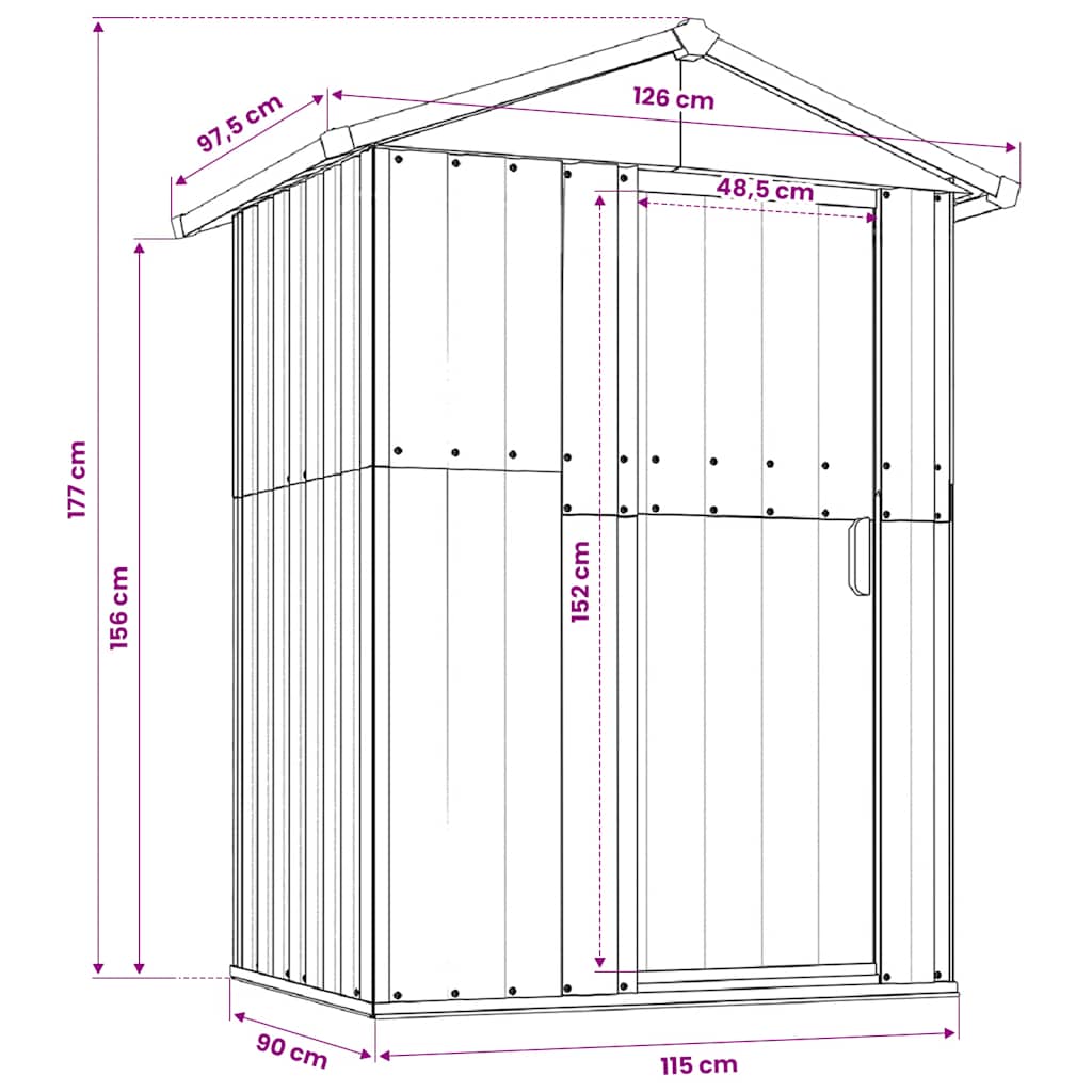 Garden Shed Brown 126x97.5x177 cm Galvanised Steel