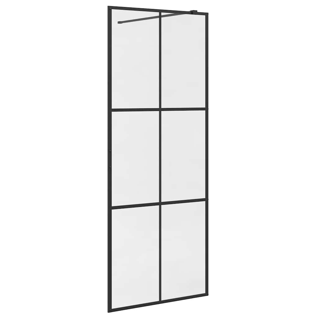 Walk-in Shower Wall with Clear ESG Glass 80x195 cm Black