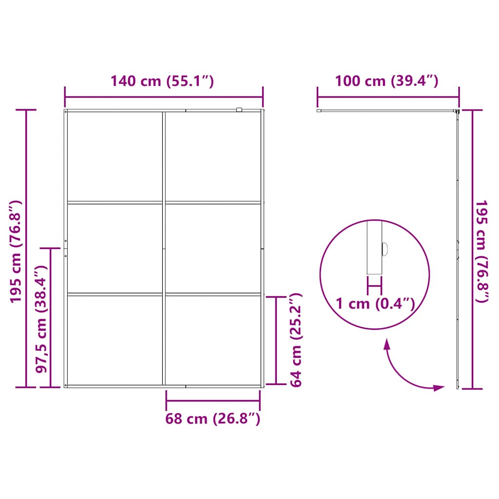 Walk-in Shower Wall with Clear ESG Glass 140x195 cm Black