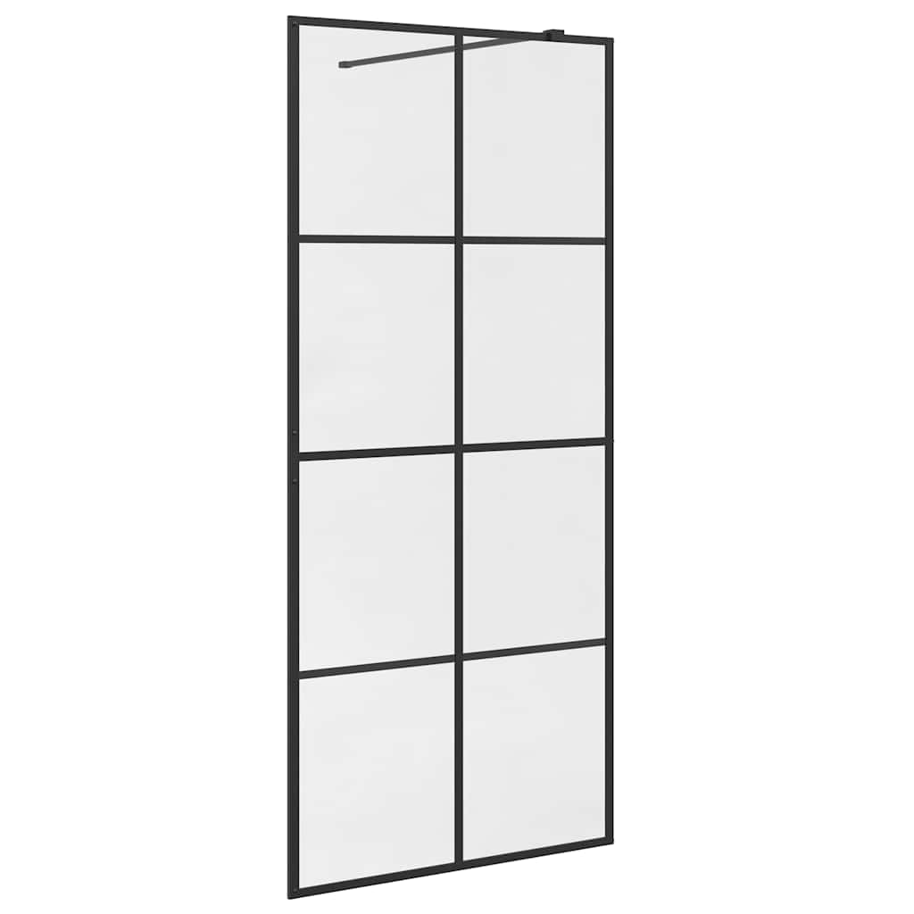 Walk-in Shower Wall with Clear ESG Glass 90x195 cm Black