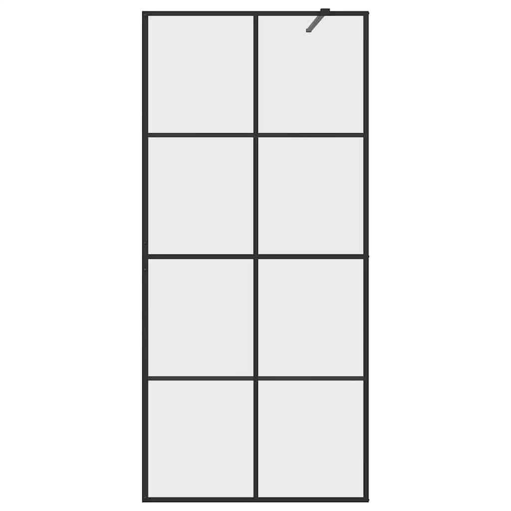 Walk-in Shower Wall with Clear ESG Glass 90x195 cm Black