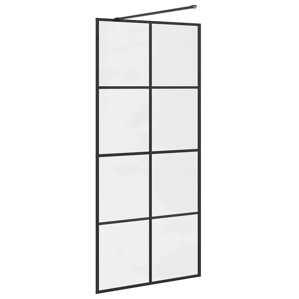 Walk-in Shower Wall with Clear ESG Glass 90x195 cm Black