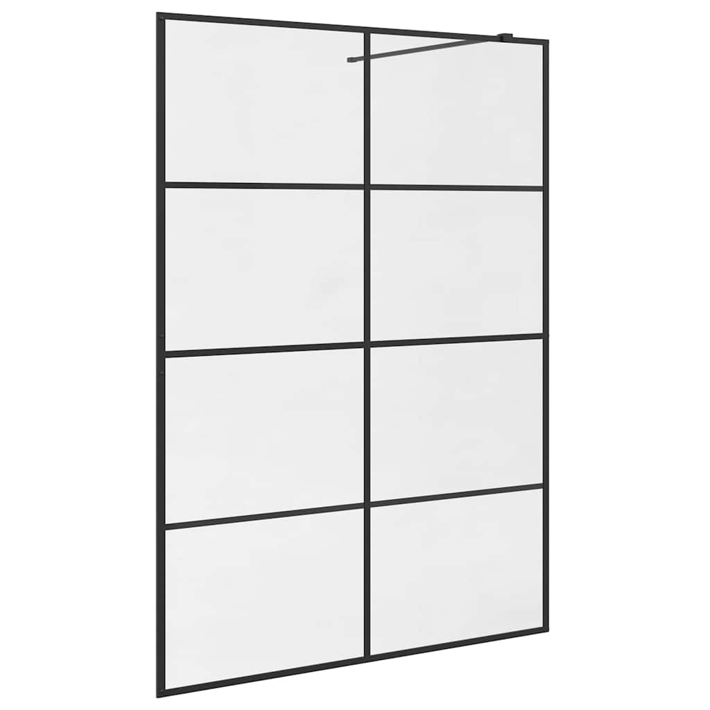 Walk-in Shower Wall with Clear ESG Glass 140x195 cm Black