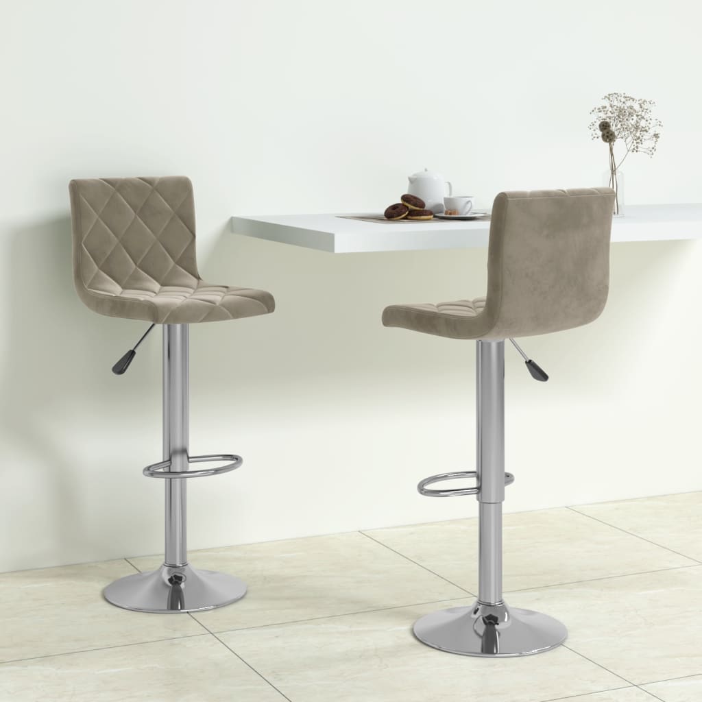 vidaXL Bar Stools 2 pcs Light Grey Velvet