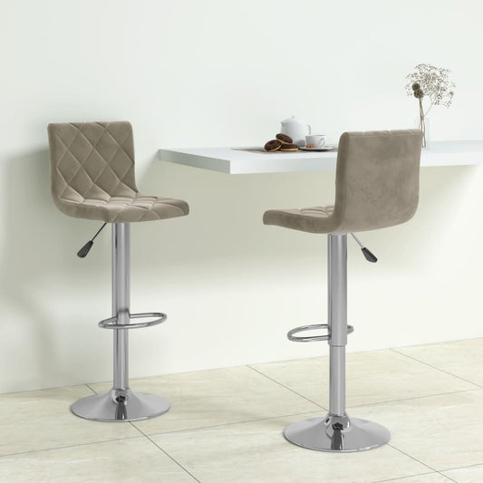 vidaXL Bar Stools 2 pcs Light Grey Velvet