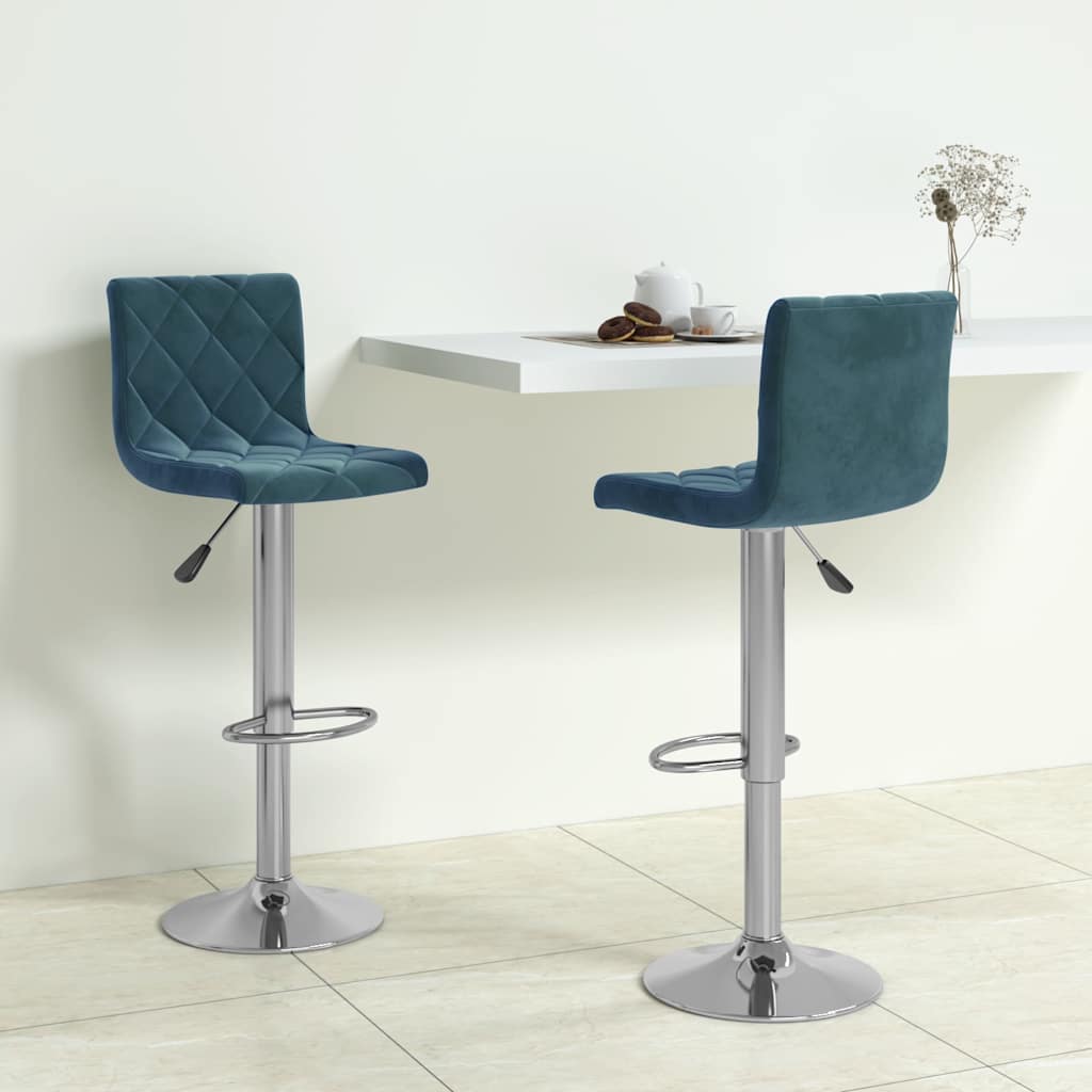 Bar Stools 2 pcs Blue Velvet