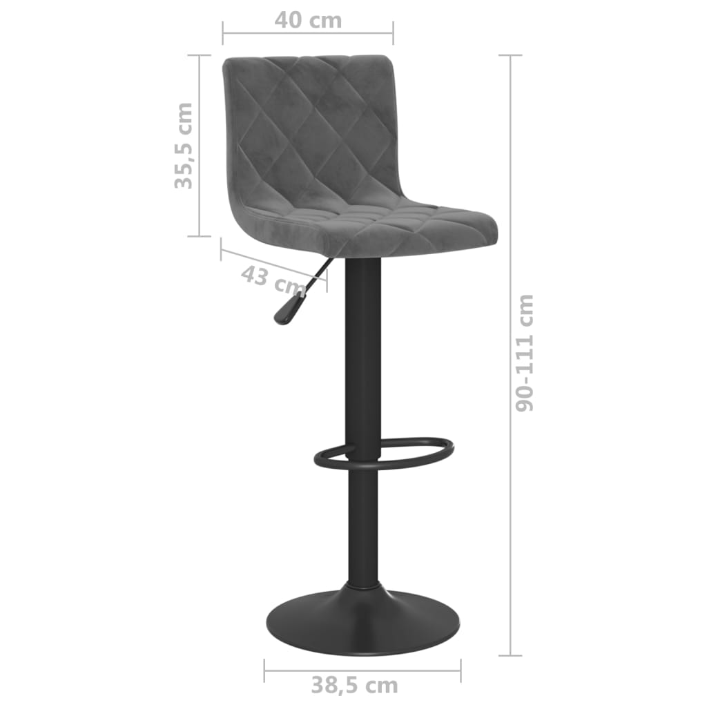 vidaXL Bar Stools 2 pcs Dark Grey Velvet