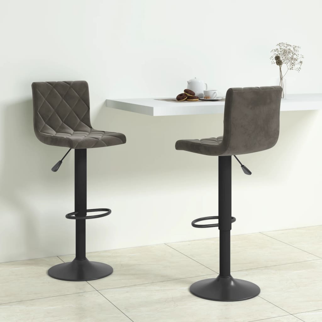 vidaXL Bar Stools 2 pcs Dark Grey Velvet