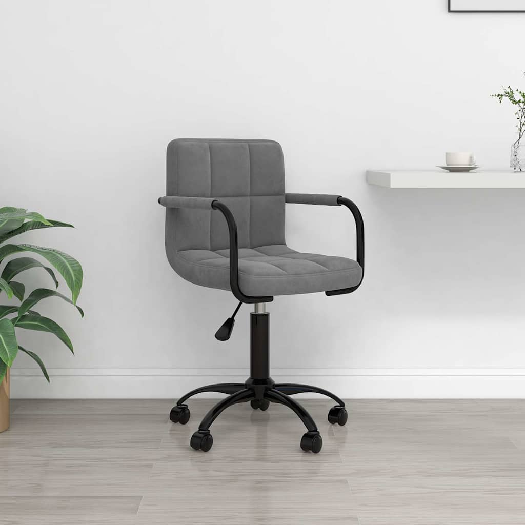 Swivel Office Chair Dark Grey Velvet