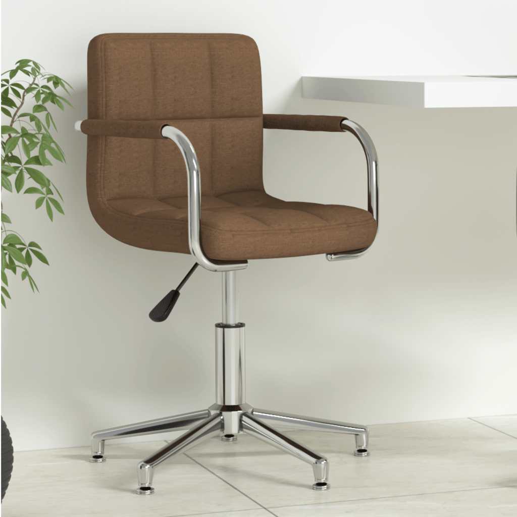 Swivel Office Chair Brown Fabric
