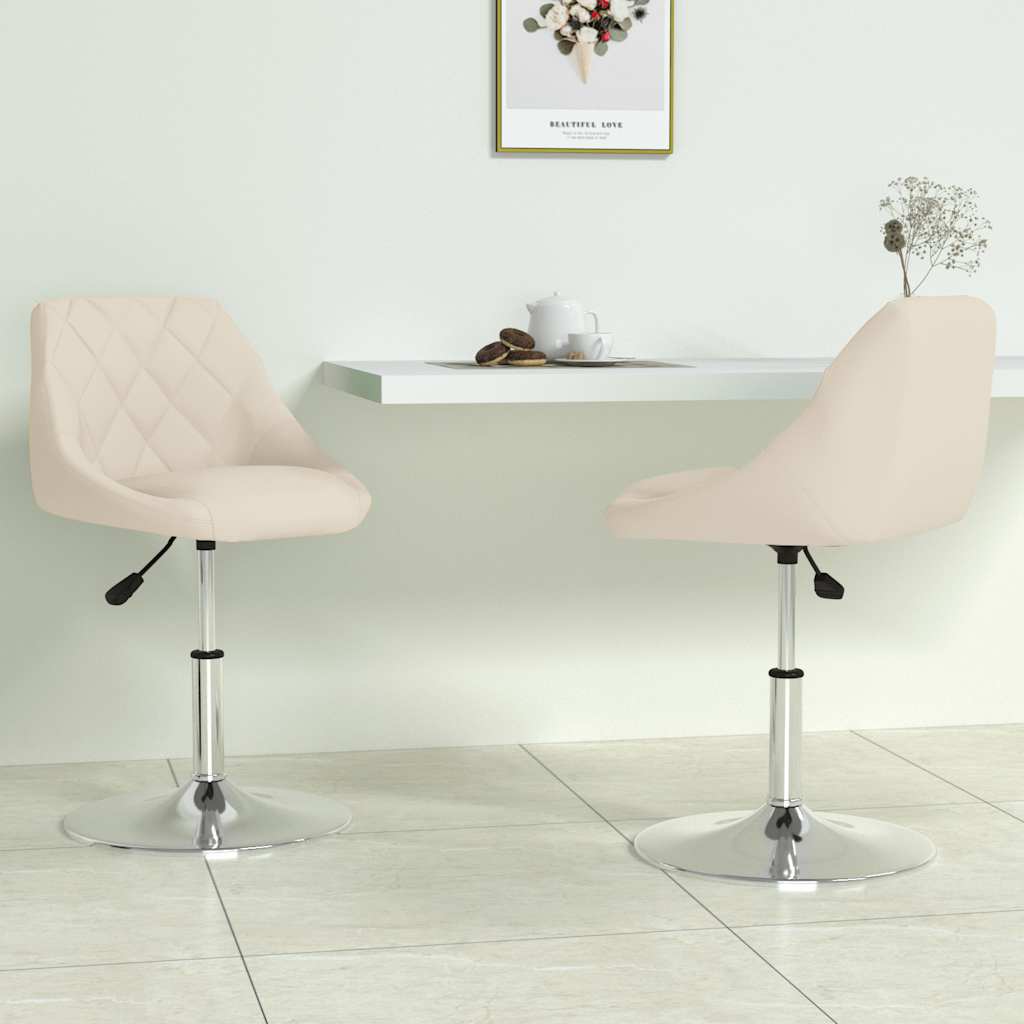Swivel Dining Chairs 2 pcs Cream Velvet