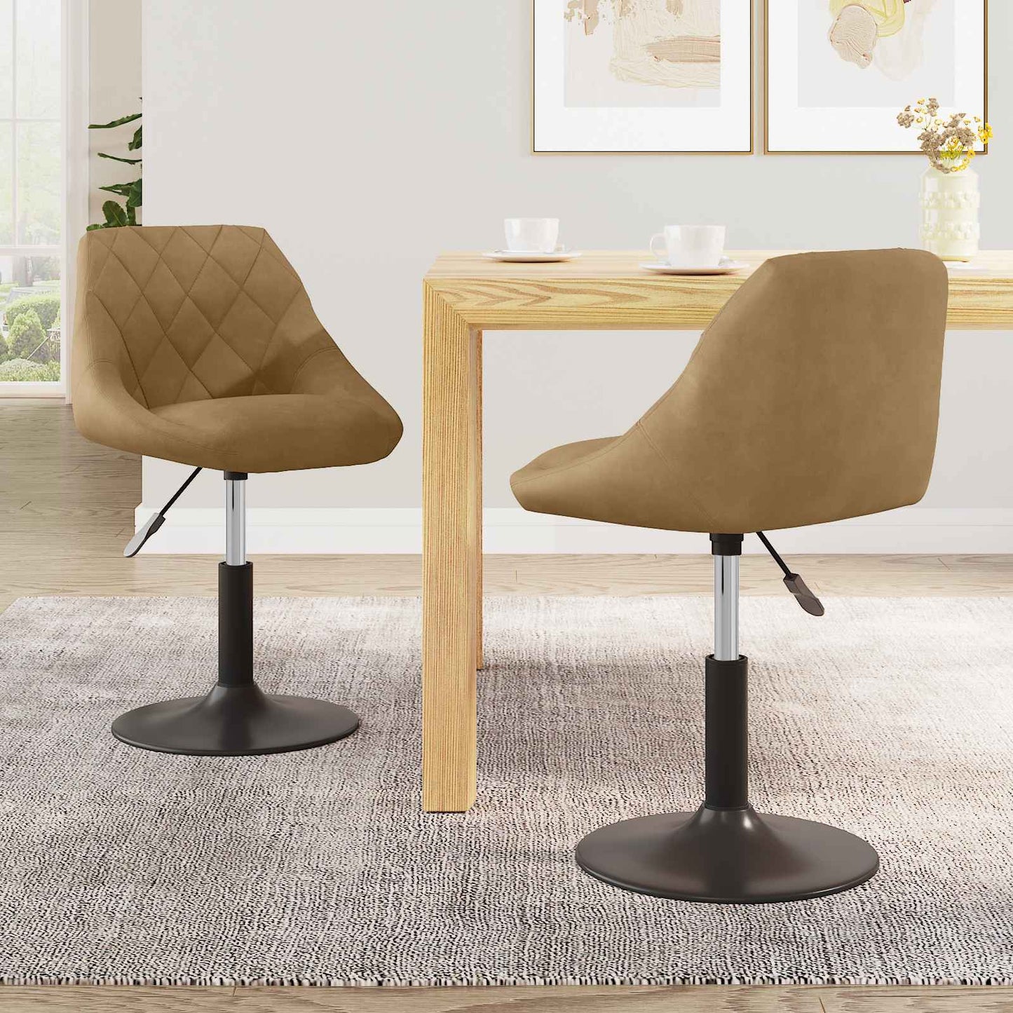 Swivel Dining Chairs 2 pcs Brown 46 x 44 x 77.5 cm Faux leather