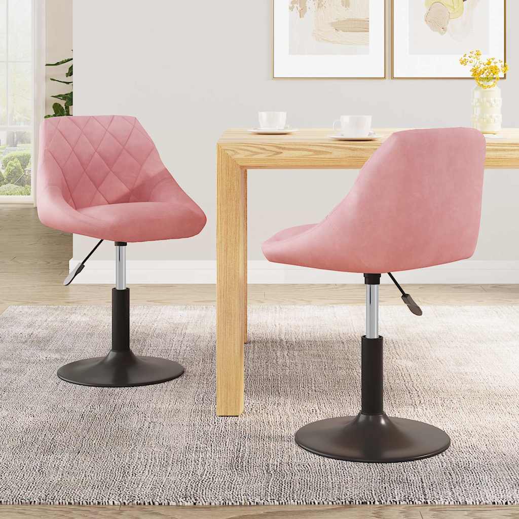 Swivel Dining Chairs 2 pcs Pink Velvet