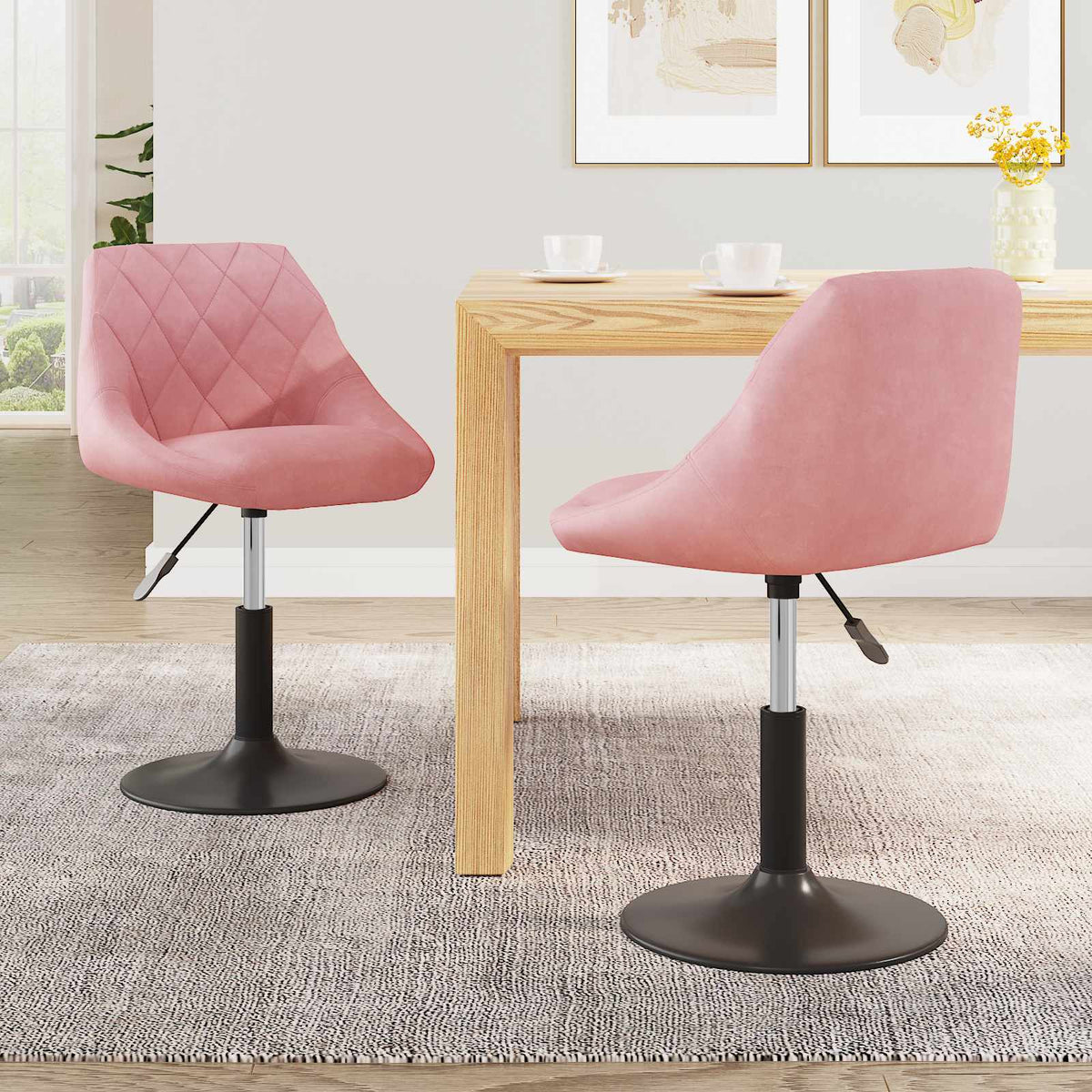 Swivel Dining Chairs 2 pcs Pink Velvet