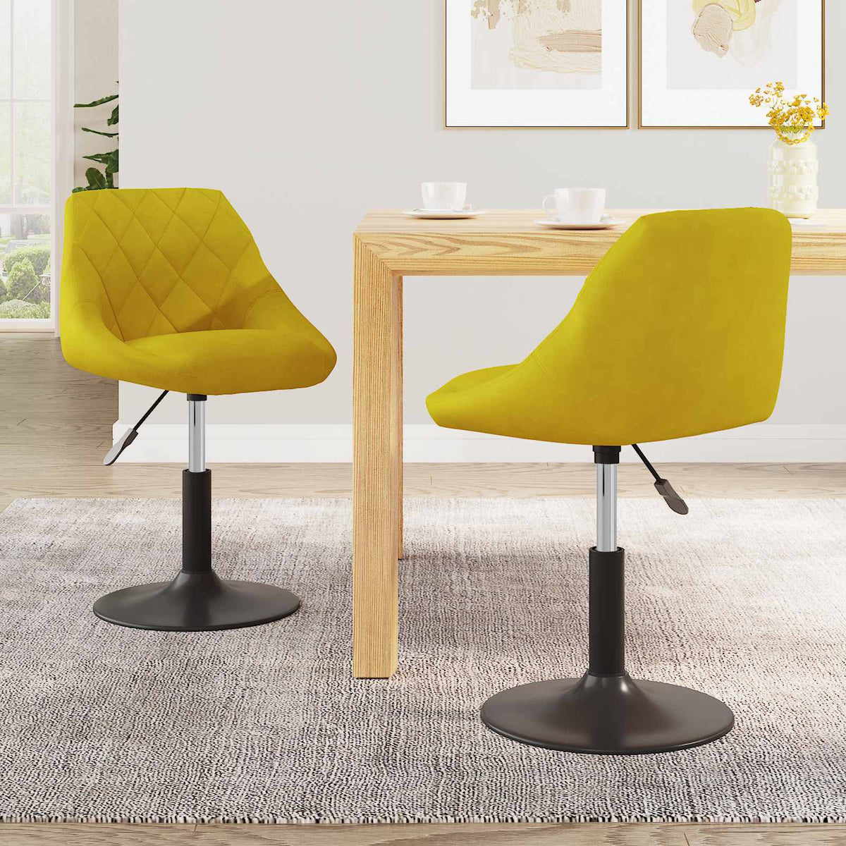 Swivel Dining Chairs 2 pcs Mustard Yellow Velvet