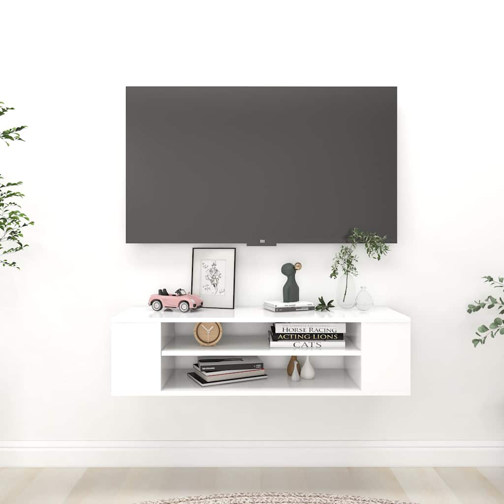 806229 vidaXL Hanging TV Cabinet White 100x30x26,5 cm Engineered Wood