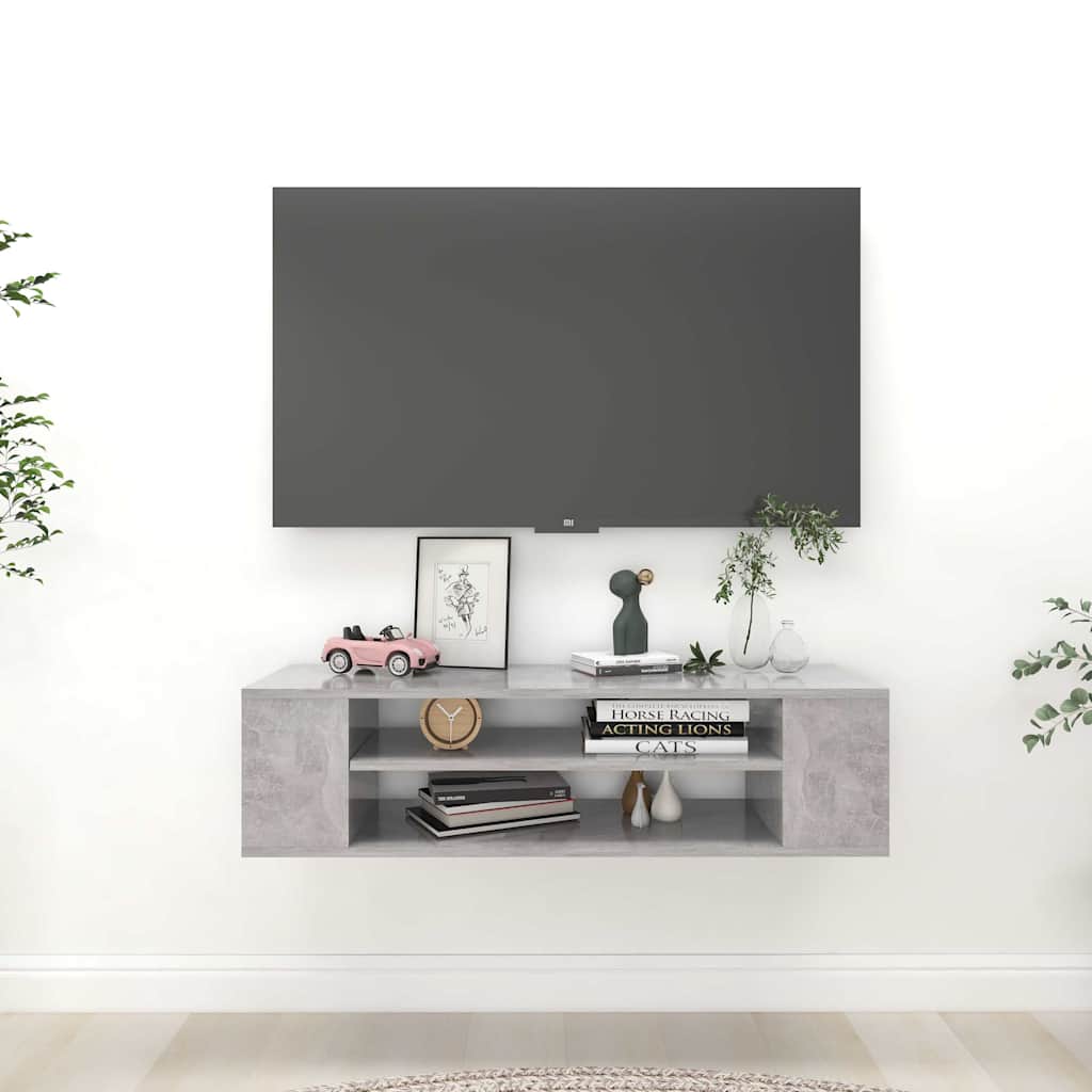 806233 vidaXL Hanging TV Cabinet Concrete Grey 100x30x26,5 cm Engineered Wood
