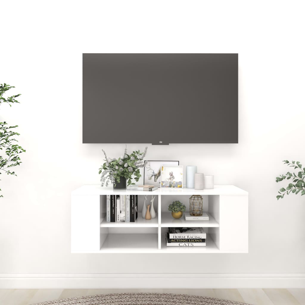 vidaXL Wall-Mounted TV Cabinet White 102x35x35 cm Engineered Wood