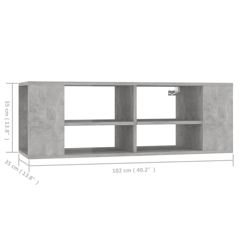 806242 vidaXL Wall-Mounted TV Cabinet Concrete Grey 102x35x35 cm Engineered Wood
