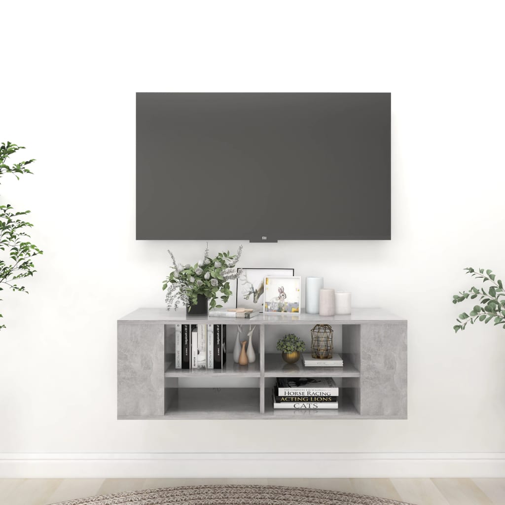 vidaXL Wall-Mounted TV Cabinet Concrete Grey 102x35x35 cm Engineered Wood