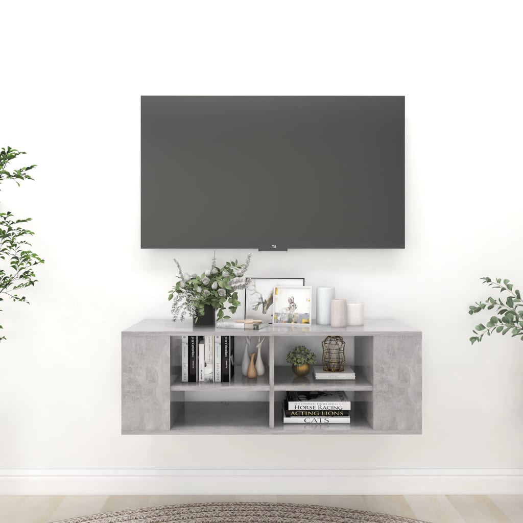 806242 vidaXL Wall-Mounted TV Cabinet Concrete Grey 102x35x35 cm Engineered Wood