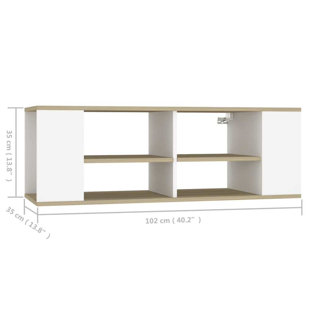 vidaXL Wall-Mounted TV Cabinet White&Sonoma Oak 102x35x35cm Engineered Wood