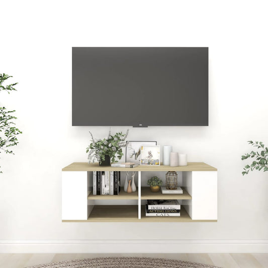 vidaXL Wall-Mounted TV Cabinet White&Sonoma Oak 102x35x35cm Engineered Wood