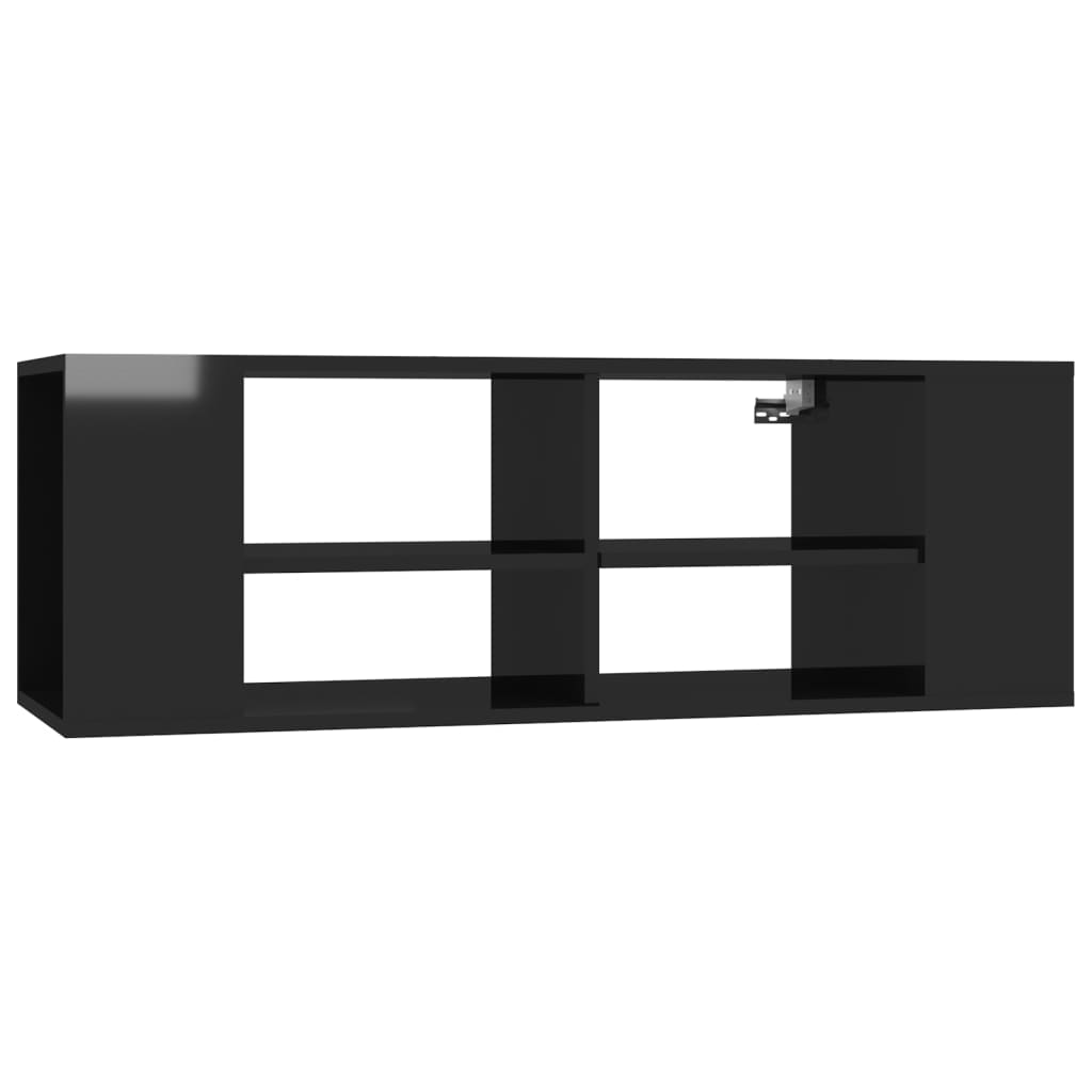 vidaXL Wall-Mounted TV Cabinet High Gloss Black 102x35x35 cm Engineered Wood