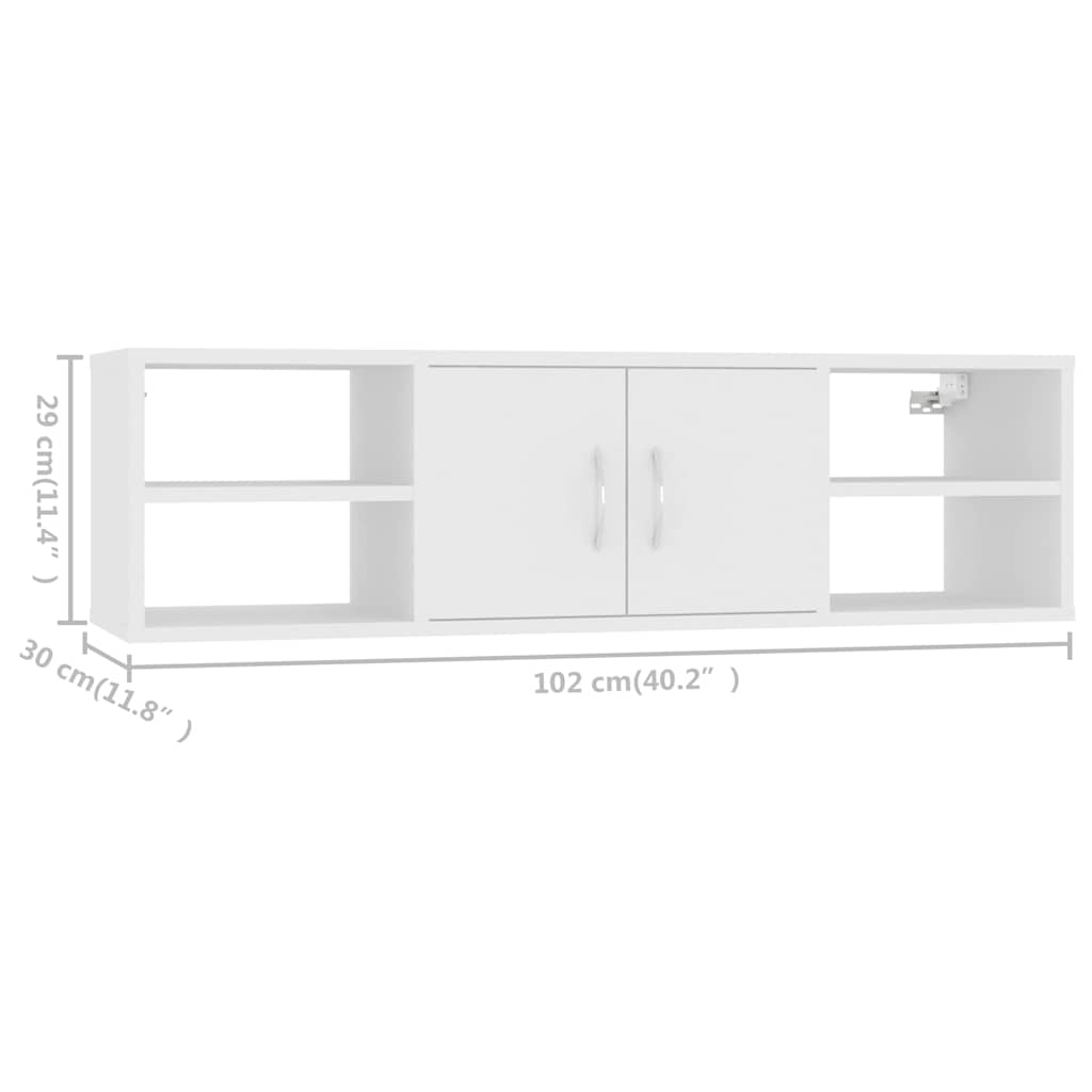 806256 vidaXL Wall Shelf White 102x30x29 cm Engineered Wood