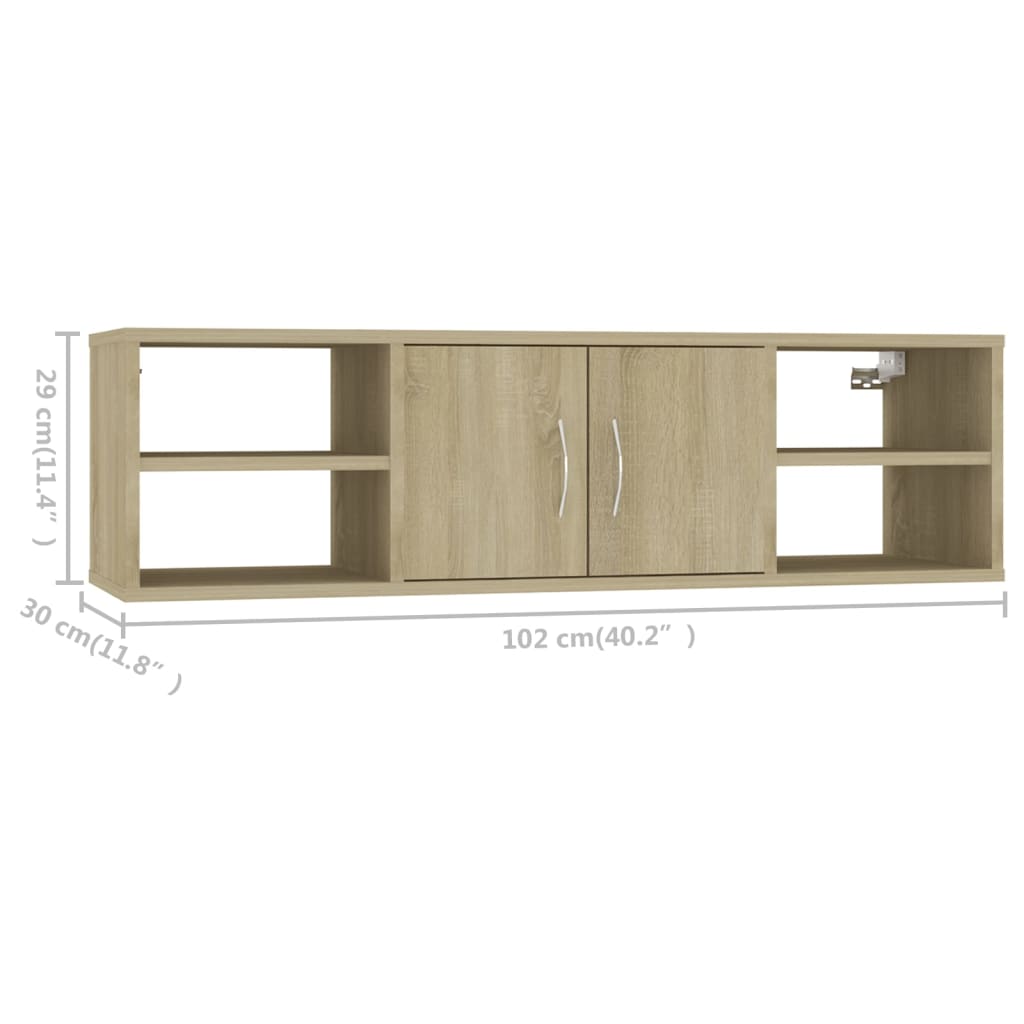 vidaXL Wall Shelf Sonoma Oak 102x30x29 cm Engineered Wood