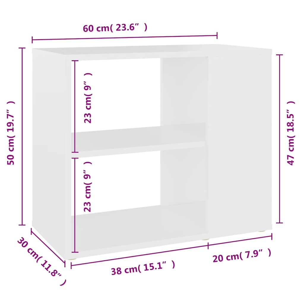 806301 vidaXL Side Cabinet White 60x30x50 cm Engineered Wood