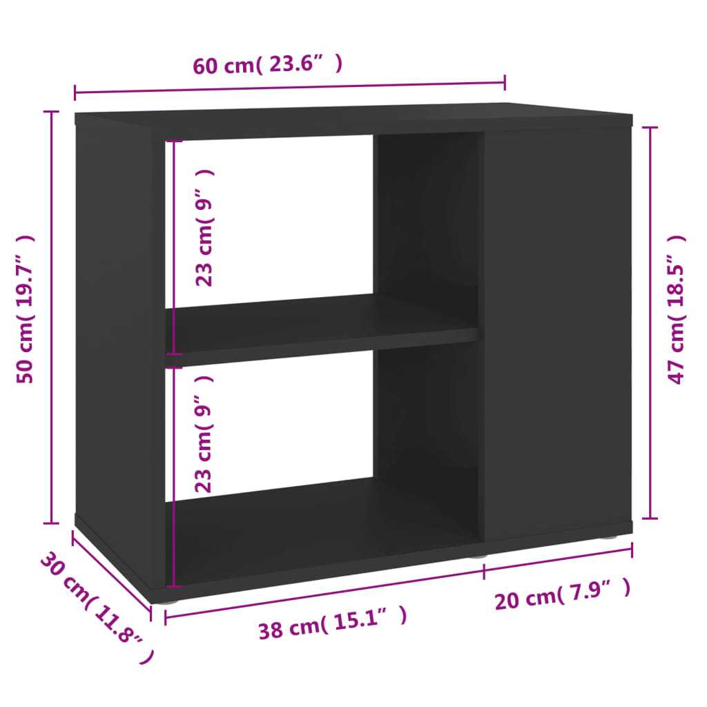 vidaXL Side Cabinet Grey 60x30x50 cm Engineered Wood