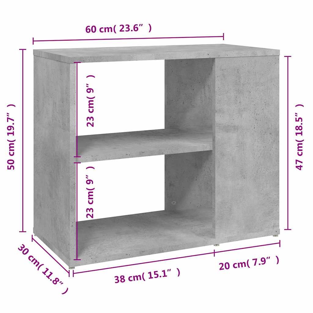 806305 vidaXL Side Cabinet Concrete Grey 60x30x50 cm Engineered Wood
