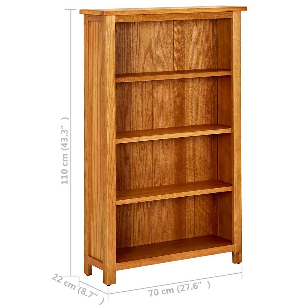 331735 vidaXL 4-Tier Bookcase 70x22x110 cm Solid Oak Wood