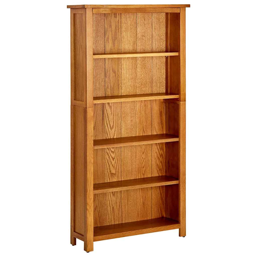 331736 vidaXL 5-Tier Bookcase 70x22x140 cm Solid Oak Wood