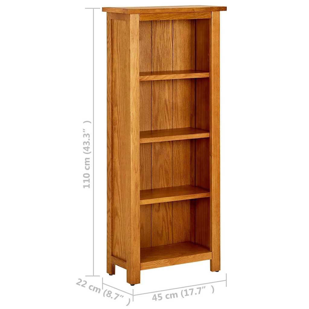 331740 vidaXL 4-Tier Bookcase 45x22x110 cm Solid Oak Wood
