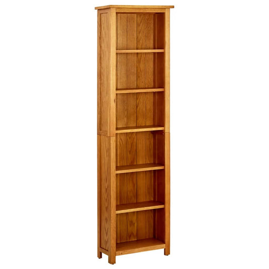 Bookcase | Natural Oak | Solid Oak Wood | Six-Tier | Bookcase