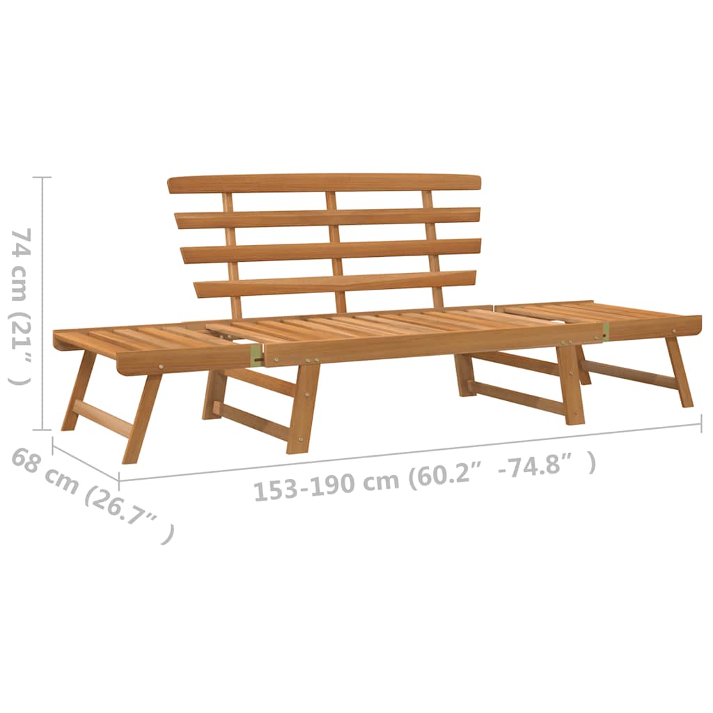 Garden Bench | Brown | Solid acacia wood | Large