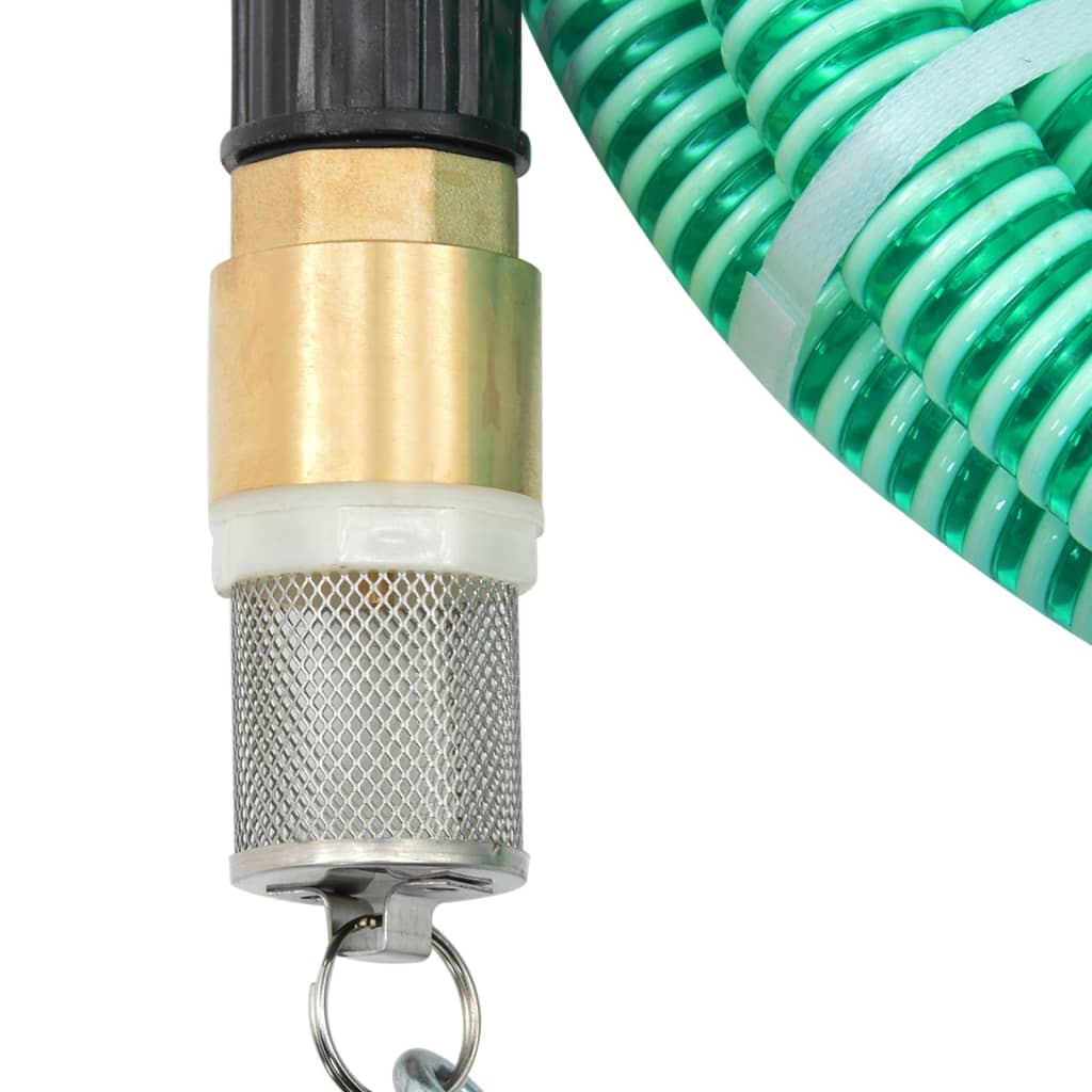 vidaXL Suction Hose with Brass Connectors Green 1.1" 10 m PVC