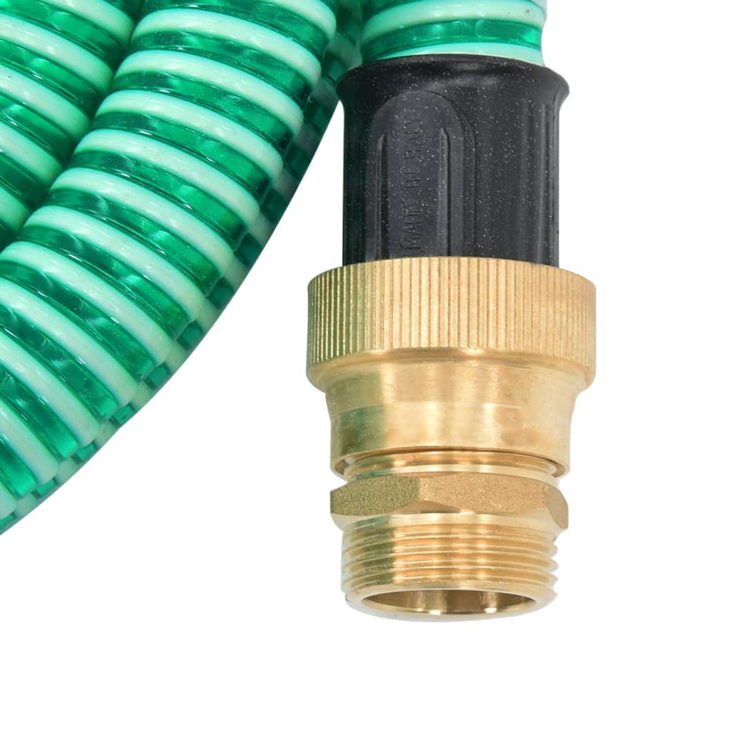 vidaXL Suction Hose with Brass Connectors Green 1.1" 10 m PVC