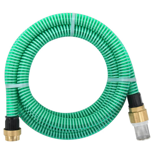 vidaXL Suction Hose with Brass Connectors Green 1.1" 25 m PVC