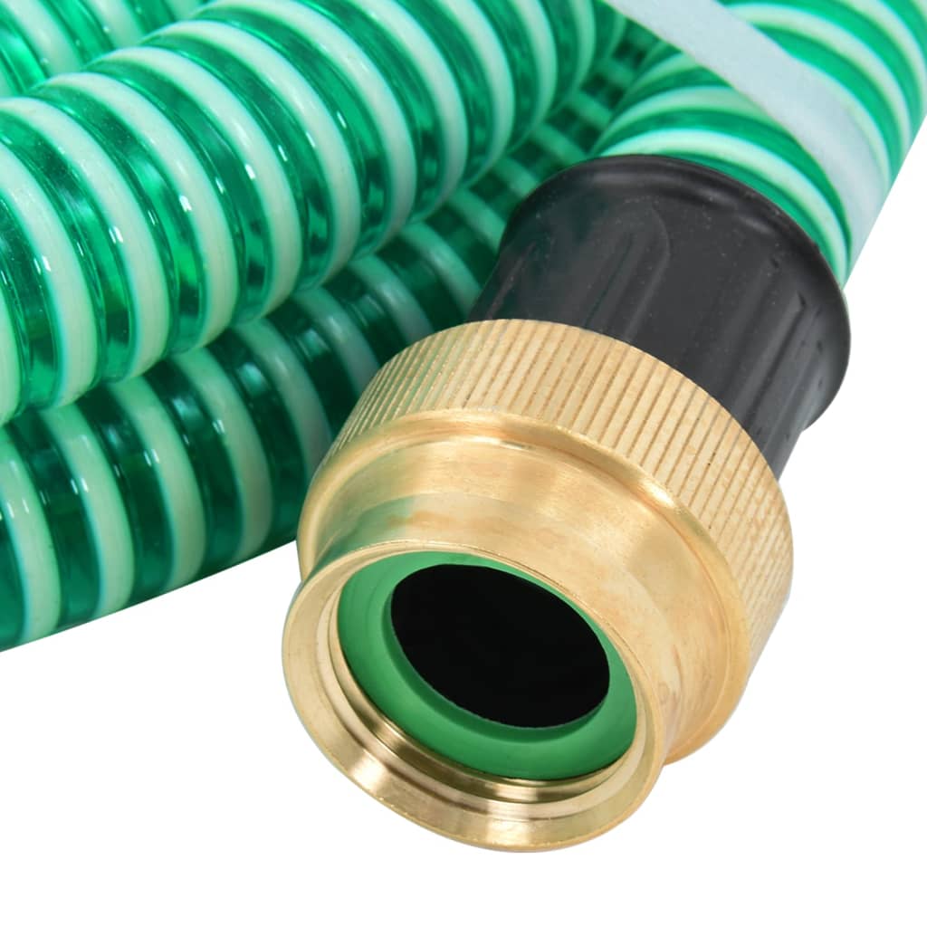 vidaXL Suction Hose with Brass Connectors Green 1.1" 25 m PVC