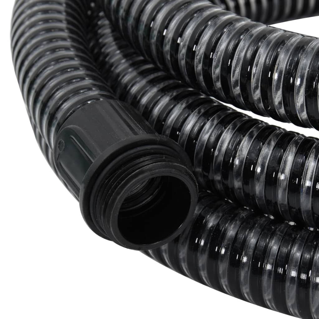 vidaXL Suction Hose with Brass Connectors Black 1.1" 3 m PVC